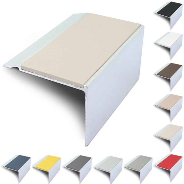 Commercial Stair Nosing 72mm x 55mm With PVC Insert Non Slip Stair Edge Trim