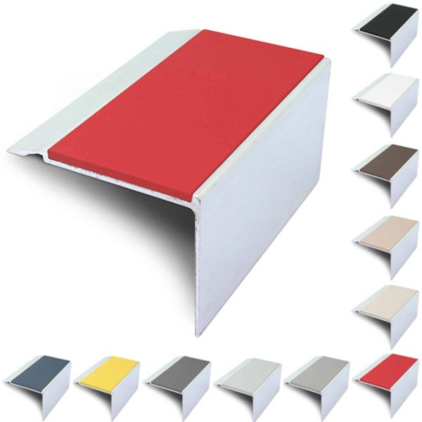 Commercial Stair Nosing 72mm x 55mm With PVC Insert Non Slip Stair Edge Trim