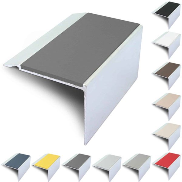 Commercial Stair Nosing 72mm x 55mm With PVC Insert Non Slip Stair Edge Trim