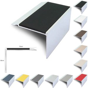 Commercial Stair Nosing 72mm x 55mm With PVC Insert Non Slip Stair Edge Trim