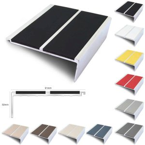 Commercial Stair Nosing 91mm x 32 mm Non Slip PVC Insert Stair Nosing Edge Trim