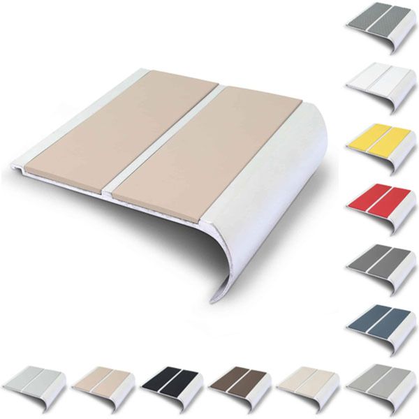 Commercial Stair Nosing 91mm x 35mm Non Slip PVC Insert Bullnose Stair Nosing Edge