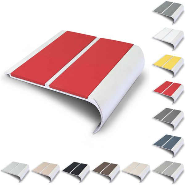 Commercial Stair Nosing 91mm x 35mm Non Slip PVC Insert Bullnose Stair Nosing Edge