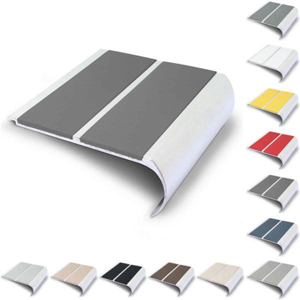 Commercial Stair Nosing 91mm x 35mm Non Slip PVC Insert Bullnose Stair Nosing Edge