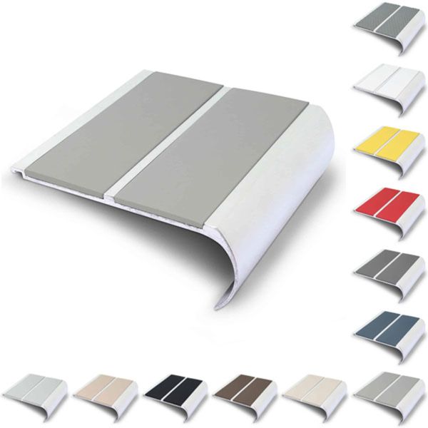 Commercial Stair Nosing 91mm x 35mm Non Slip PVC Insert Bullnose Stair Nosing Edge