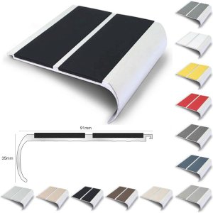 Commercial Stair Nosing 91mm x 35mm Non Slip PVC Insert Bullnose Stair Nosing Edge
