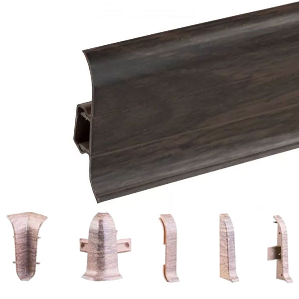 Congo Oak PVC Skirting Board & Accessories Cable Cover Flexible Edges