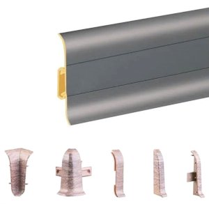  Grey PVC Skirting Board & Accessories Cable Cover Flexible Edges