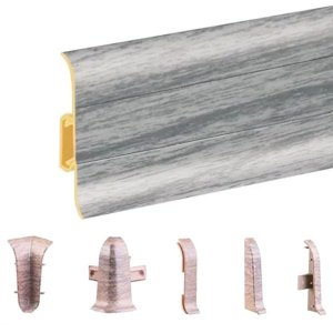 Light Grey Oak PVC Skirting Board & Accessories Cable Cover Flexible Edges