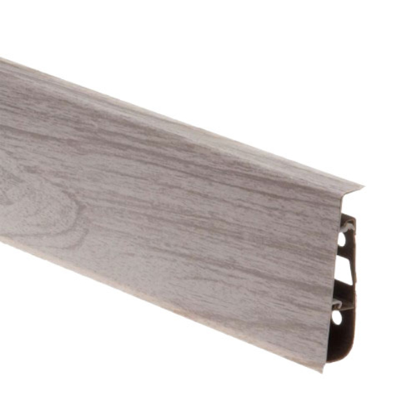 Light Grey Oak PVC Skirting Board & Accessories with Flexible Edges and Cable Cover