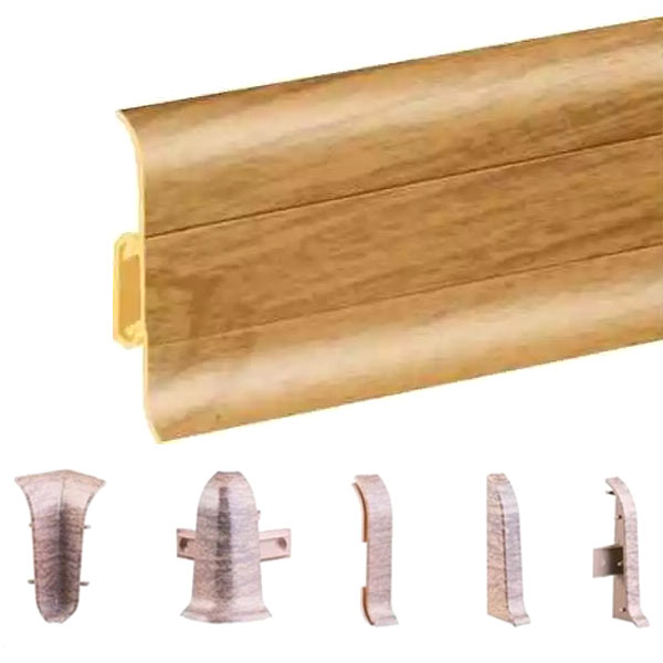 Light Oak PVC Skirting Board & Accessories Cable Cover Flexible Edges