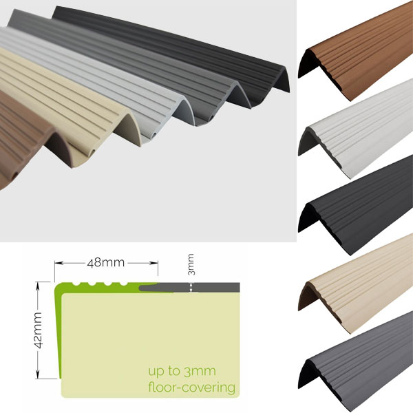 Non Slip PVC Bullnose Stair Nosing Rubber Angle Step Edge Trim