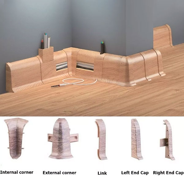 Oak Fresco PVC Skirting Board & Accessories Cable Cover Flexible Edges