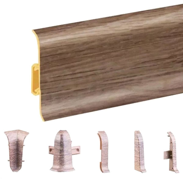 Oak Monaco PVC Skirting Board & Accessories Cable Cover Flexible Edges