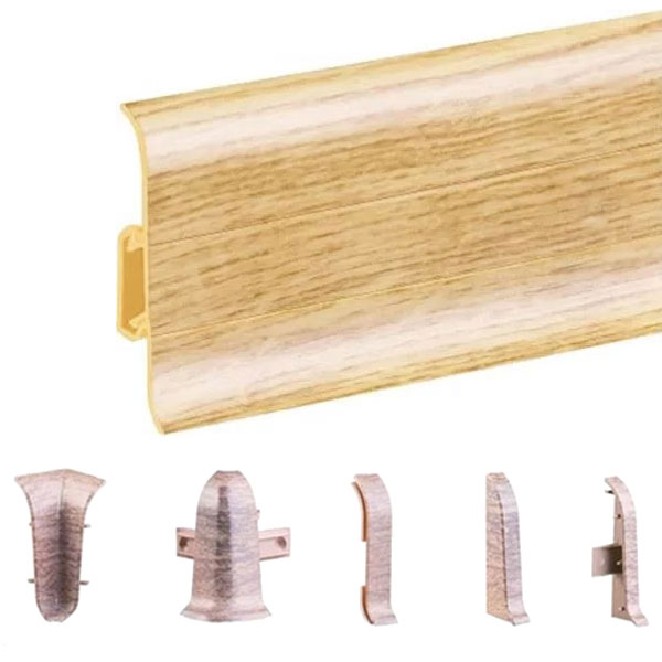Oak Stave PVC Skirting Board & Accessories Cable Cover Flexible Edges
