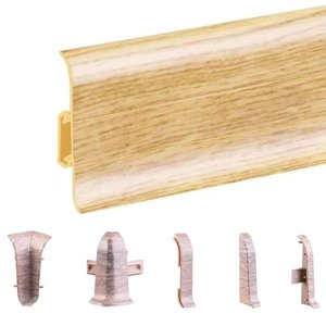 Oak Stave PVC Skirting Board & Accessories Cable Cover Flexible Edges