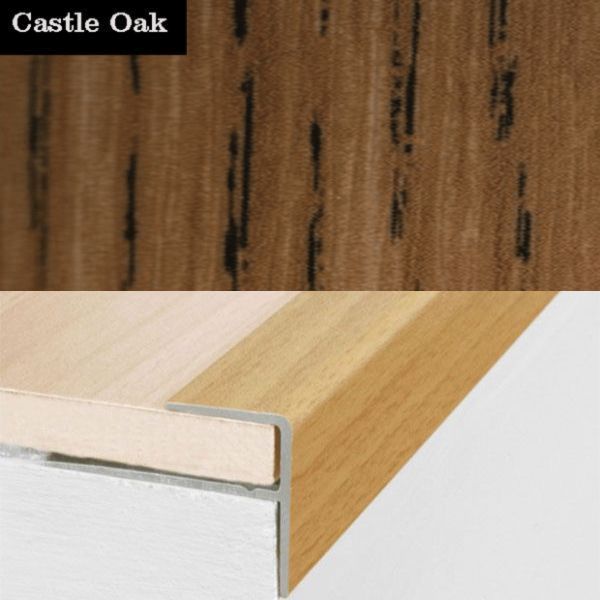 Push-In Aluminium Wood Effect Stair Nosing Edge Trim 15 x 22mm 