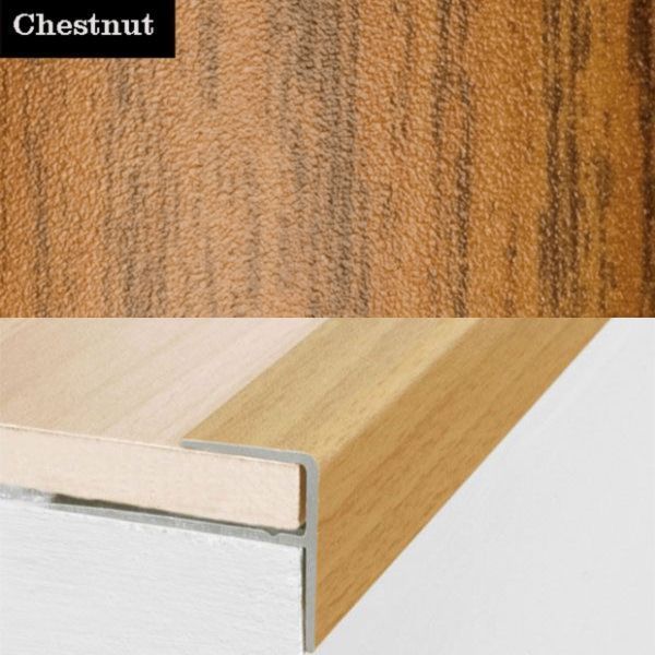 Push-In Aluminium Wood Effect Stair Nosing Edge Trim 15 x 22mm 