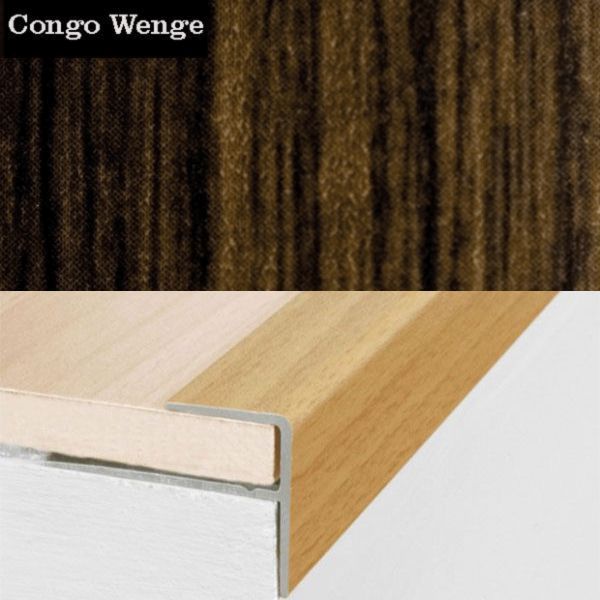 Push-In Aluminium Wood Effect Stair Nosing Edge Trim 15 x 22mm 