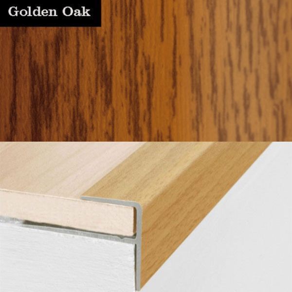 Push-In Aluminium Wood Effect Stair Nosing Edge Trim 15 x 22mm 