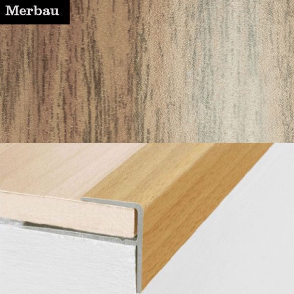 Push-In Aluminium Wood Effect Stair Nosing Edge Trim 15 x 22mm 