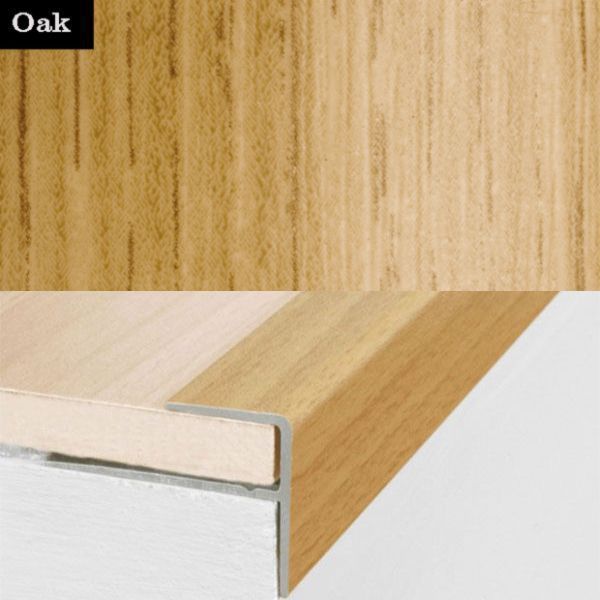 Push-In Aluminium Wood Effect Stair Nosing Edge Trim 15 x 22mm 