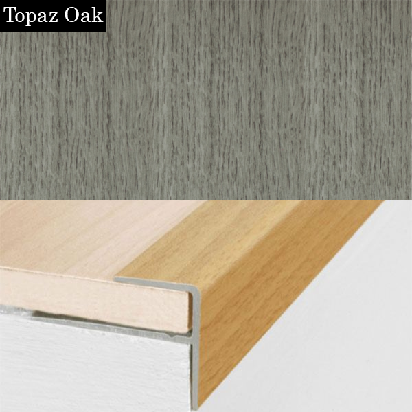 Push-In Aluminium Wood Effect Stair Nosing Edge Trim 15 x 22mm 
