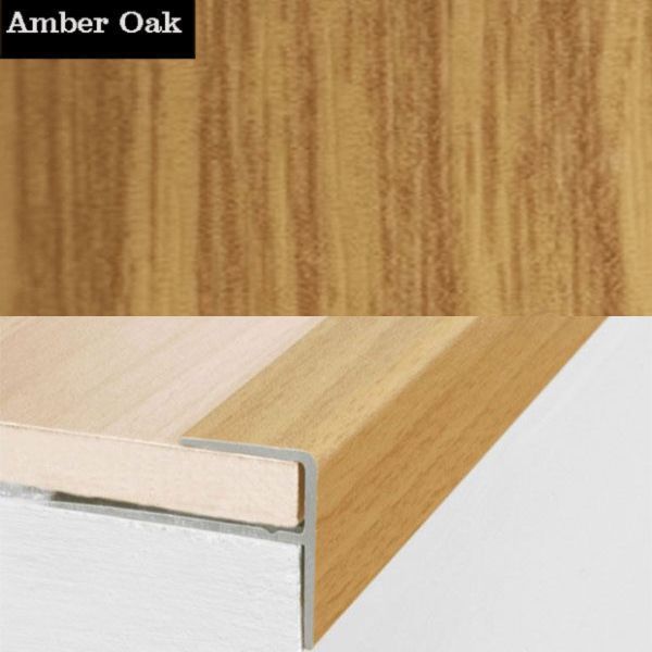 Push-In Aluminium Wood Effect Stair Nosing Edge Trim 15 x 22mm 