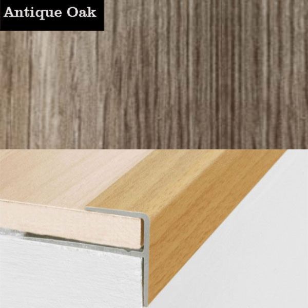 Push-In Aluminium Wood Effect Stair Nosing Edge Trim 15 x 22mm 