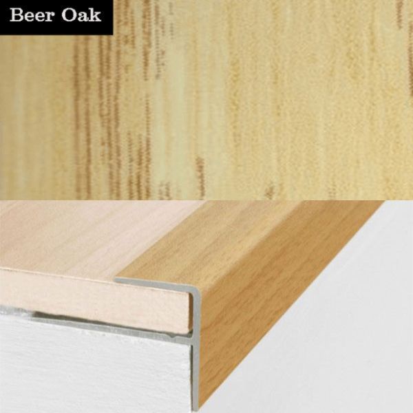 Push-In Aluminium Wood Effect Stair Nosing Edge Trim 15 x 22mm 