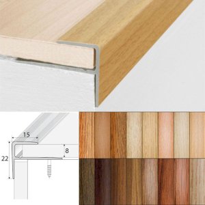 Push-In Aluminium Wood Effect Stair Nosing Edge Trim 15 x 22mm 