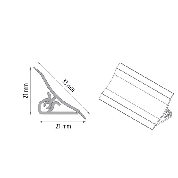 PVC 2.5m Profile Worktop Trim with 33mm Edging Splashback - Accessories