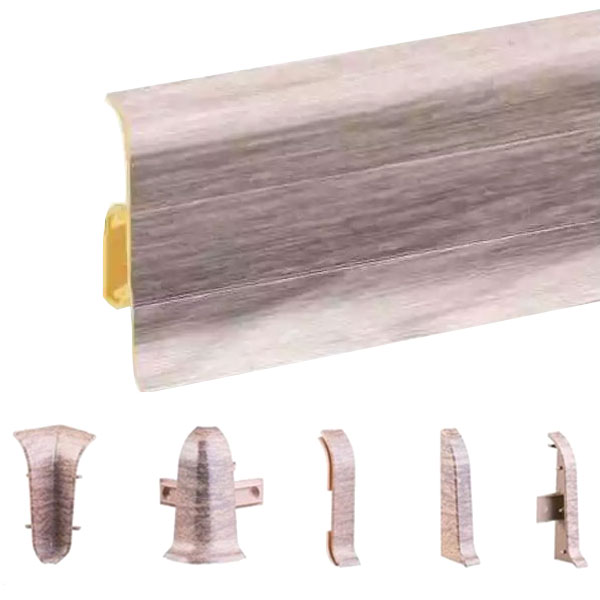 Skandynawian Oak PVC Skirting Board & Accessories Cable Cover Flexible Edges