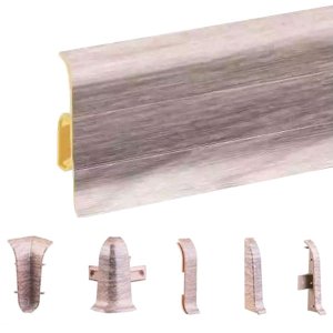 Skandynawian Oak PVC Skirting Board & Accessories Cable Cover Flexible Edges