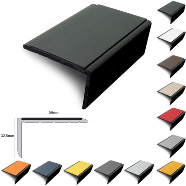 Slimline Hard Nose PVC Non Slip Stair Nosing 56 x 32.5mm