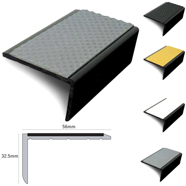 Slimline Hard Nose PVC Tredsafe Non Slip Stair Nosing 56 x 32.5mm