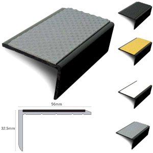 Slimline Hard Nose PVC Tredsafe Non Slip Stair Nosing 56 x 32.5mm