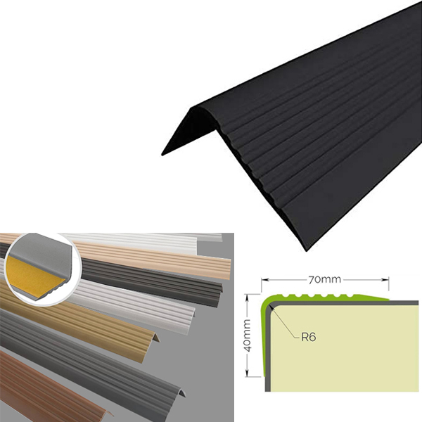 Stair Nosing Anti Slip Rubber Angle Step Edge Bullnose Stair Nosing