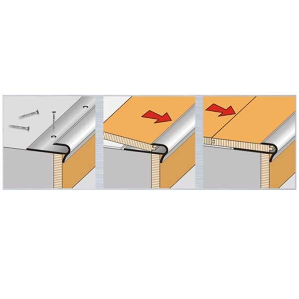 Step Floor Silver Stair Nosing Edge Trim for 14 to 16mm Flooring