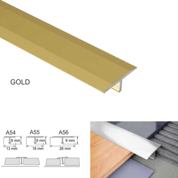 T Bar Anodised Aluminium Threshold Trim Transition Trim For Tiles
