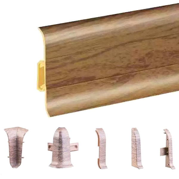 Walnut PVC Skirting Board & Accessories Cable Cover Flexible Edges