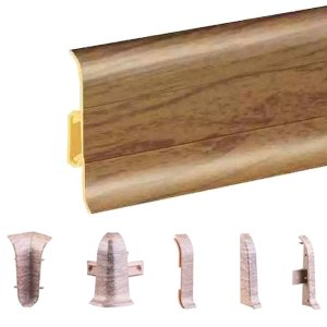 Walnut PVC Skirting Board & Accessories Cable Cover Flexible Edges