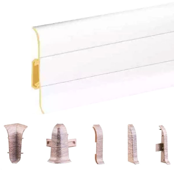 White PVC Skirting Board & Accessories Cable Cover Flexible Edges