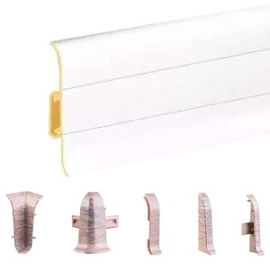 White PVC Skirting Board & Accessories Cable Cover Flexible Edges